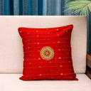 Rust Cotton Hand Work Cushion Cover 16x16 with Traditional Embroidery | Craftroots