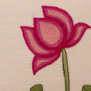 Cream Slub Silk Cushion Cover with Aari Work Lotus & Motif | 16x16 | Craftroots