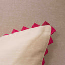 Cream Slub Silk Cushion Cover with Aari Work Lotus & Motif | 16x16 | Craftroots
