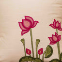 Cream Slub Silk Cushion Cover with Aari Work Lotus & Motif | 16x16 | Craftroots