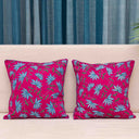 Pink Slub Silk Aari Work Lotus Jaal Cushion Cover 16x16 | Craftroots