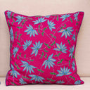 Pink Slub Silk Aari Work Lotus Jaal Cushion Cover 16x16 | Craftroots