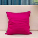 Pink Slub Silk Aari Work Flower Jaal Cushion Cover 16x16 | Craftroots