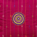 Pink Slub Silk Aari Work Cushion Cover 16x16 with Circular Embroidery | Craftroots