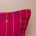 Pink Slub Silk Aari Work Cushion Cover 16x16 with Circular Embroidery | Craftroots