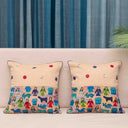 Cream Cotton Banaras Kanta Patchwork Cushion Cover 16x16 | Craftroots