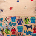 Cotton cushion cover featuring multicoloured Kanta patchwork
