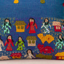 Traditional Indian patchwork cushion cover in blue
