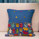 Blue Banaras Kanta patchwork cotton cushion cover
