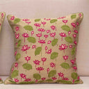 Cream Cotton Aari Work Lotus Jaal & Pichwai Cushion Cover 16x16 | Craftroots