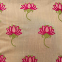 Traditional lotus embroidery cushion cover in cream
