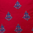 Pink Cotton Handwork Cushion Cover 16x16 with Blue Embroidery | Craftroots