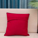 Pink Cotton Handwork Cushion Cover 16x16 with Blue Embroidery | Craftroots