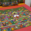 Green cotton bedsheet with Banaras Kanta patchwork work
