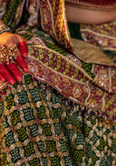 Emerald Green Bandhani Brocade Georgette Saree with Pitta Bead Work