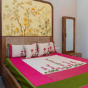 Cream bedsheet with 2 pillow covers and 2 cushion covers
