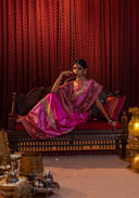 Rose Pink Mulberry Silk Patola Saree