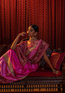 Rose Pink Mulberry Silk Patola Saree