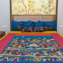 Blue Banaras Kanta patchwork cotton bedsheet set by Craftroots
