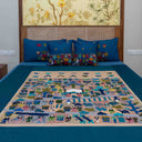 Multicolour Banaras Kanta patchwork cotton bedsheet set
