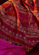 Rose Pink Mulberry Silk Patola Saree