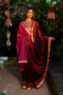 Craftroots Handcrafted Pink Chanderi Silk Saree with Dharwadi Work