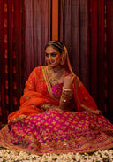 Royal Pink Silk Chaniya Choli Set with Khat, Rabari & Mirror Work