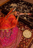 Royal Pink Silk Chaniya Choli Set with Khat, Rabari & Mirror Work