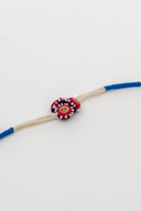 Blue Riwaayat Tara Handmade Rakhi with Hand-Embroidered Floral Fabric Beads