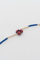 Blue Riwaayat Tara Handmade Rakhi with Hand-Embroidered Floral Fabric Beads
