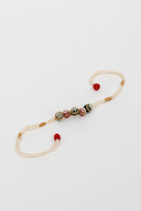 White Riwaayat Rangrez Handmade Rakhi with Five Hand-Embroidered Fabric Beads