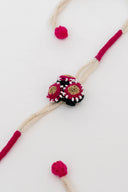 Pink Riwaayat Tara Handmade Rakhi with Hand-Embroidered Floral Fabric Beads