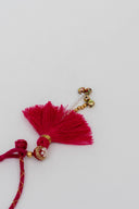 Pink Veena Lumba Rakhi – Handcrafted Thread, Beads & Ghungroo Bhabhi Rakhi