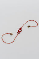 Red Karigari Noor Rakhi – Handcrafted Mirror Work Thread Rakhi