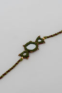 Green Karigari Noor Rakhi – Handcrafted Mirror Work Thread Rakhi