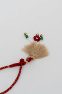 Maroon Tarang Lumba Rakhi – Handcrafted Thread, Beads & Mirror Bhabhi Rakhi