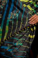 Black Tussar Silk Saree – Heritage Leheriya & Artisanal Detailing