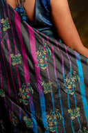 Black Tussar Silk Saree – Heritage Leheriya & Artisanal Detailing