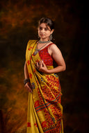 Handwoven Lime Green Satin Silk Saree With Appliqué Motifs