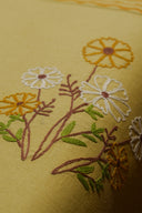 Yellow & Ivory Floral Cotton Table Runner – Aari Work