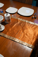 Rust Gaji Silk Table Runner with Rabari Mirror Work