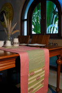 Peach Mint Daisy Floral Cotton Bed Runner – Hand Work