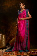 Rani Pink Satin Silk Saree – Timeless Craftsmanship & Vibrant Elegance