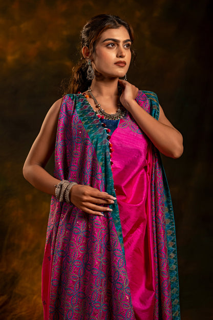 Rani Pink Satin Silk Saree – Timeless Craftsmanship & Vibrant Elegance