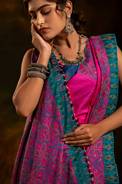Rani Pink Satin Silk Saree – Timeless Craftsmanship & Vibrant Elegance