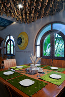 Pista Green Badla with Mirror Mat Set