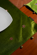 Pista Green Badla with Mirror Mat Set