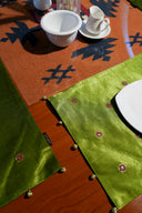 Pista Green Badla with Mirror Mat Set