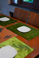 Pista Green Badla with Mirror Mat Set