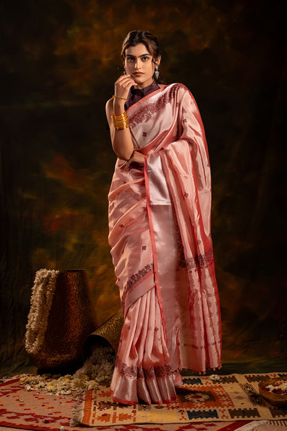 Baby Pink Tissue Saree – Lightweight Heritage Elegance
